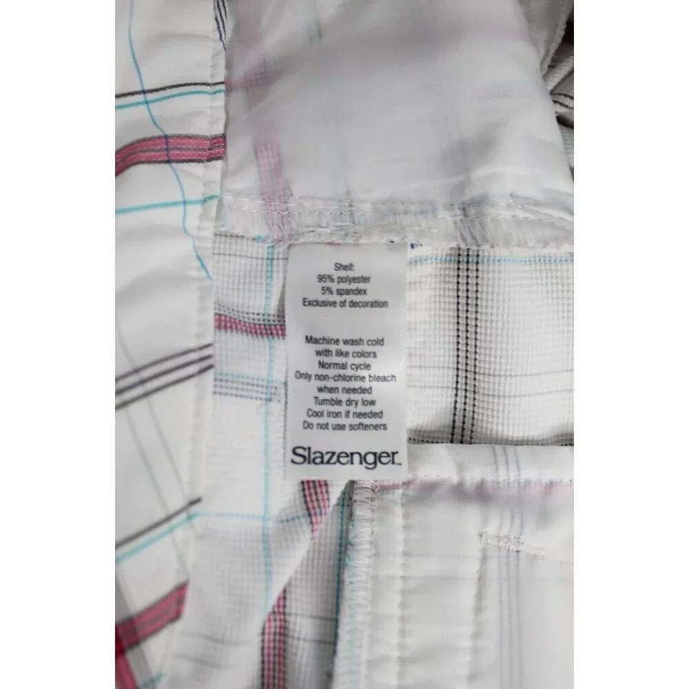 SLAZENGER Plaid Golf‎ Shorts Women's 6 White Pink Athletic Stretchy Pickleball